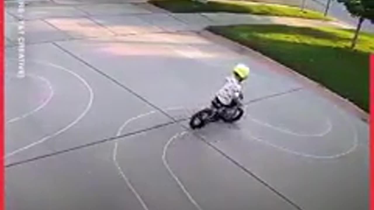 This kid won't stop riding his bike in his driveway so he does this