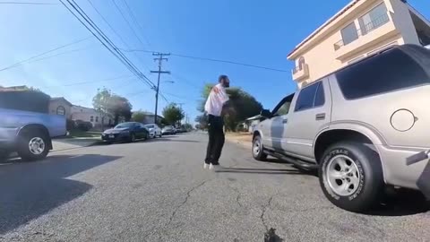 dude got hit while on his bike then went off on the driver 😬