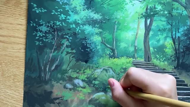 Want to see the summer forest? The teacher shows you by drawing