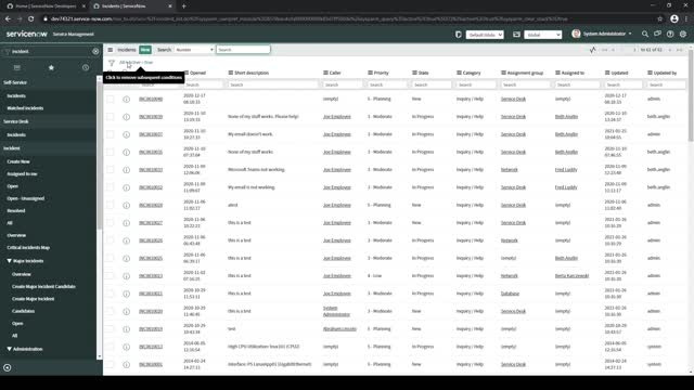 Where are the breadcrumbs on a list view in ServiceNow [Paris]