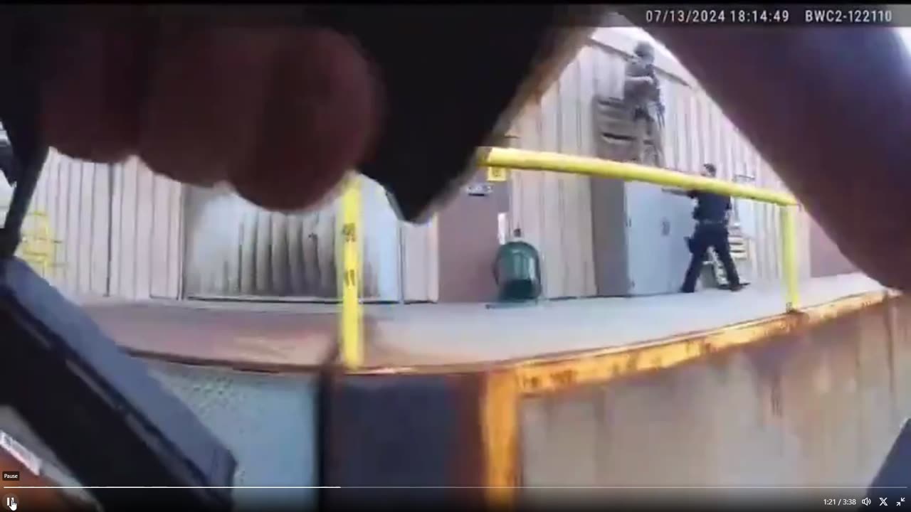 July 13. 2024 Body Cam From Officer who first attempted to get on roof