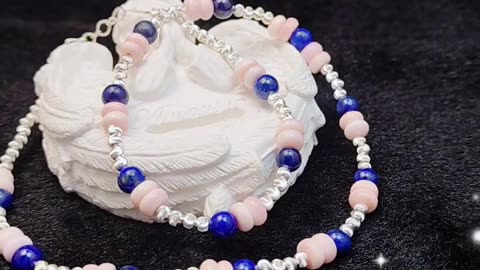 GN-20241224-01 Winter Natural pink opal Necklace High Quality Lapis Lazuli Natural Gemstone Jewelry