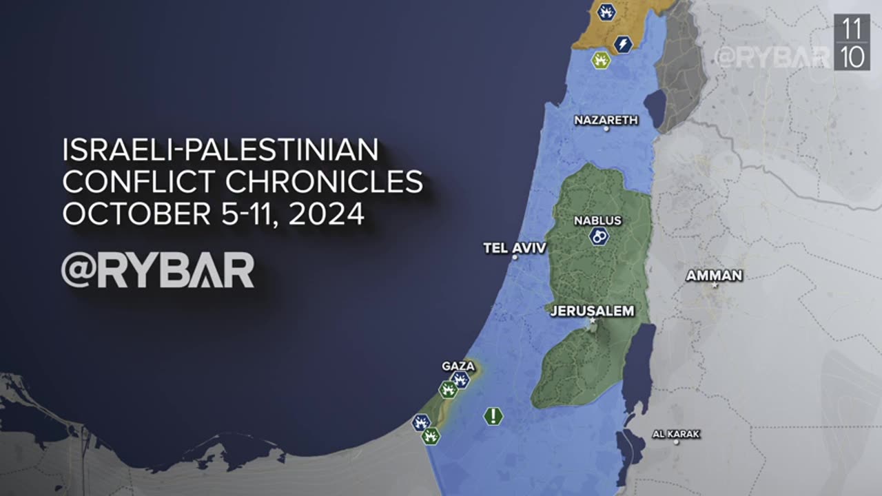 ►🚨▶ ⚡️⚡️🇮🇱⚔️🇵🇸 Rybar Review of the Israeli-Palestinian Conflict on Oct.5-11 2024