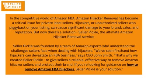 Introducing Seller Pickle: The Premier Amazon Hijacker Removal Service for FBA Sellers