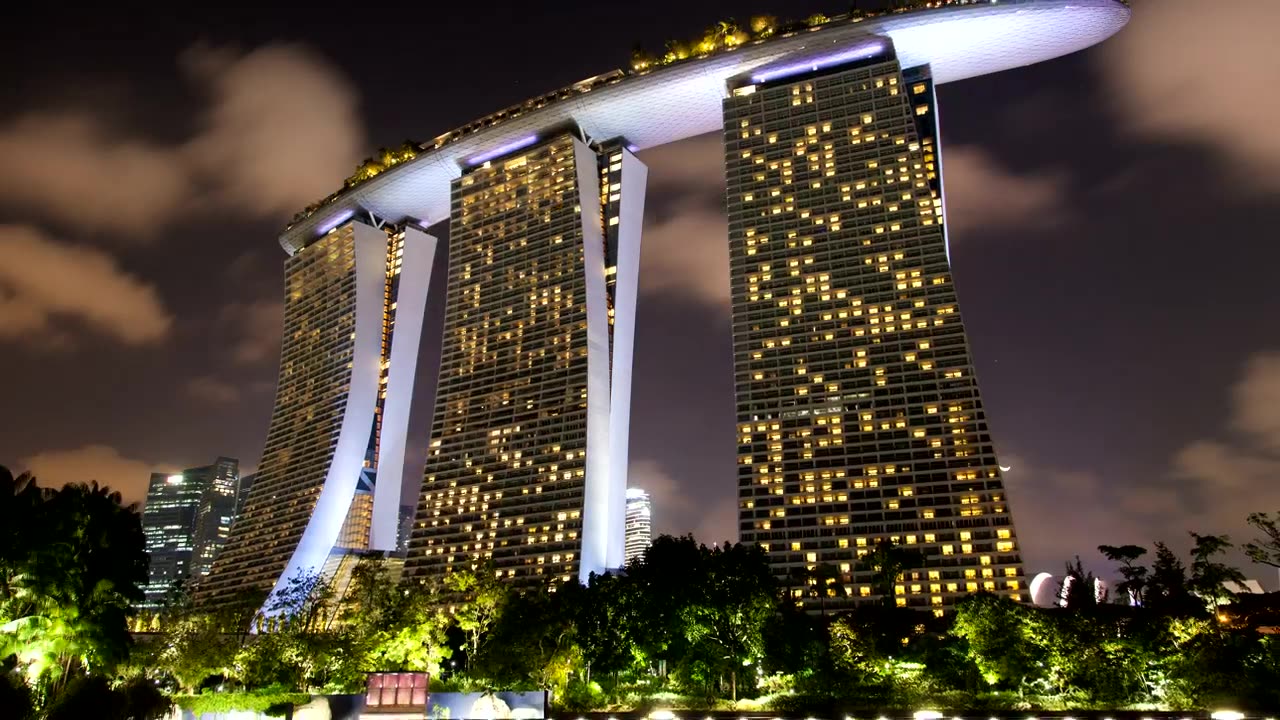 Singapore Marina Bay time lapse at night