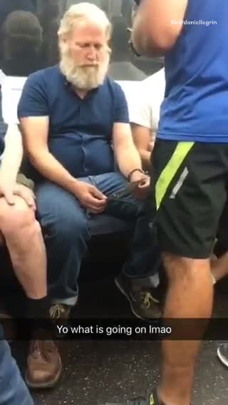 Spiky worm on old man hands