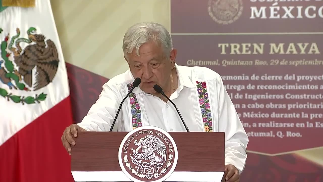 Tren Maya y entrega de reconocimientos a ingenieros constructores, desde Chetumal, Quintana Roo