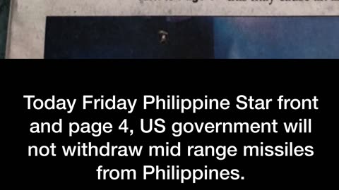 US Govt will not withdraw mid range missiles from Philippines.