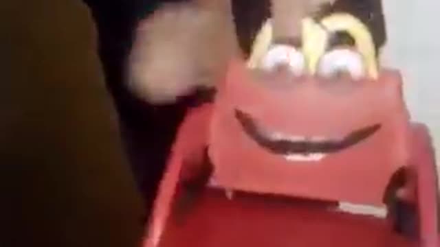 Guy shows off red stolen high chair
