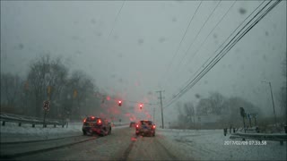 Slick road sliding and running a light