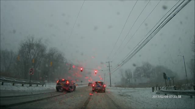 Slick road sliding and running a light