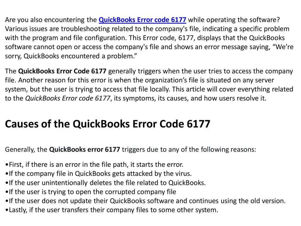 How to Fix the Error 6177, 0 in QuickBooks Desktop?