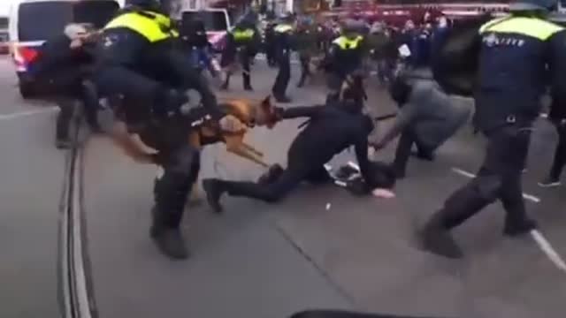 unauthorized protest against Covid restrictions in Amsterdam