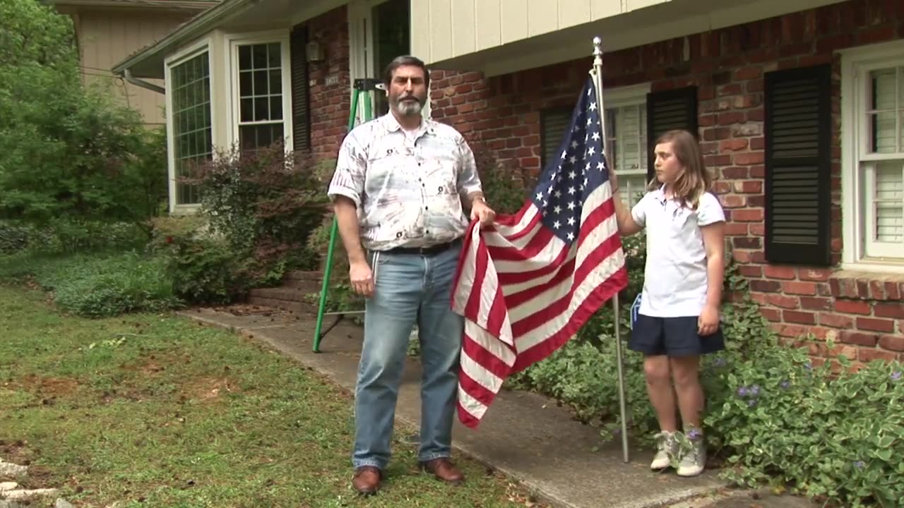 Marc and daughter, Rachel Urbach Pledge Allegiance and US Flag Challenge