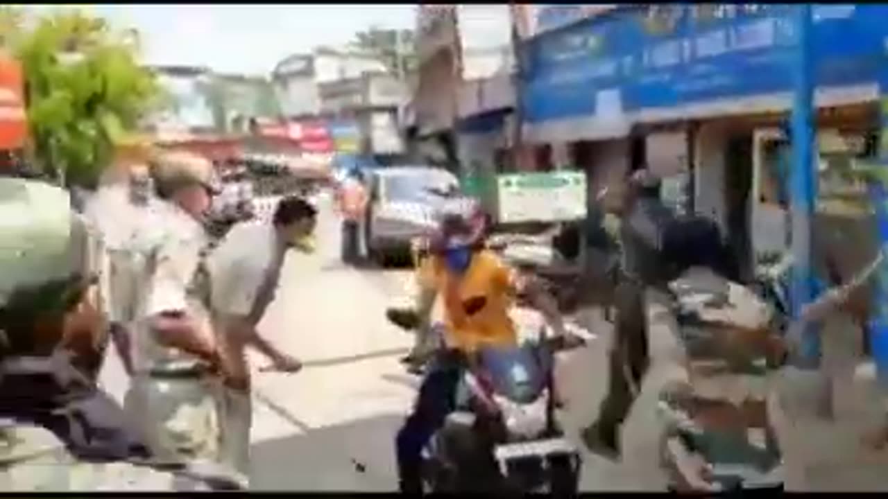 Punjab police beating cycling man