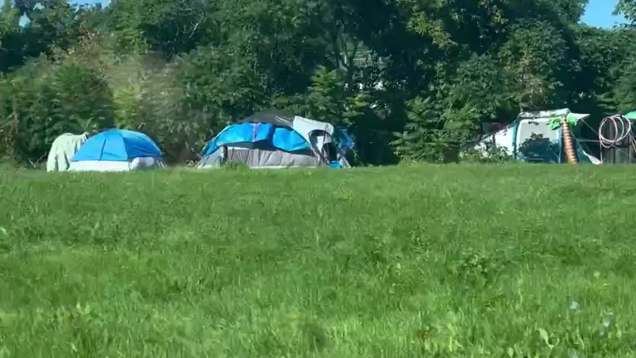 Tents are just popping up on the side of the road now in Montreal 🇨🇦