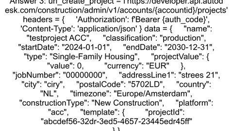 Autodesk Construction Cloud API Create new Project