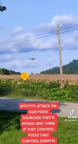 A drone flies in and sprays this farmers field without asking the farmer