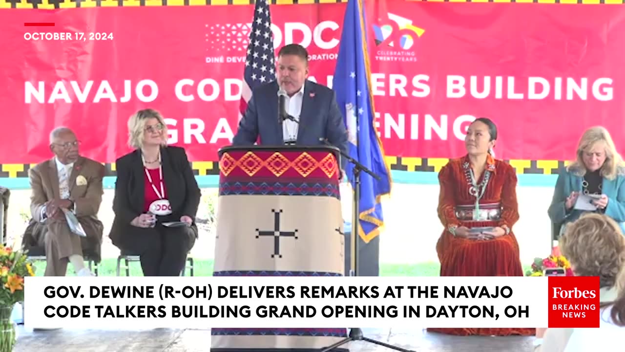 Gov. Mike DeWine Delivers Remarks At A Ceremony For The Navajo Code Talkers Building In Dayton, Ohio