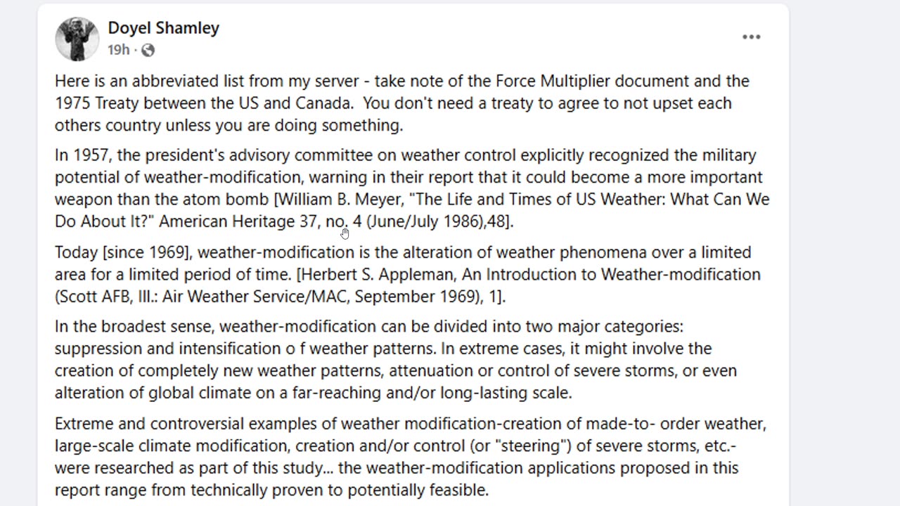 WEATHER MODIFICATION DOYEL SHAMLEY VERITAS RESEARCH (Research In Description Box) - King Street News