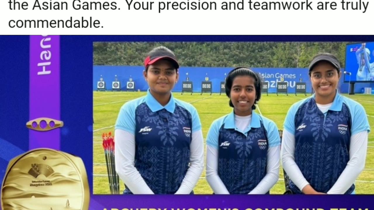 Jyothi, Aditi, Parneet Archery Women's Compound Team in Asian Games @jyothi.surekha @archeryarchery
