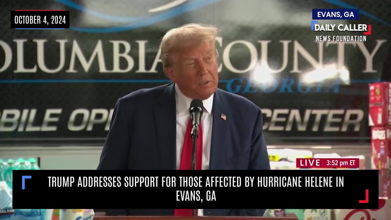 Trump Addresses Support For Those Affected By Hurricane Helene In Evans, GA