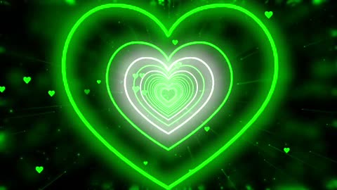 941. Heart Tunnel💚Green Heart Background Neon Heart Heart