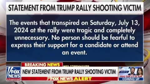 New statement from Trump rally shooting victim