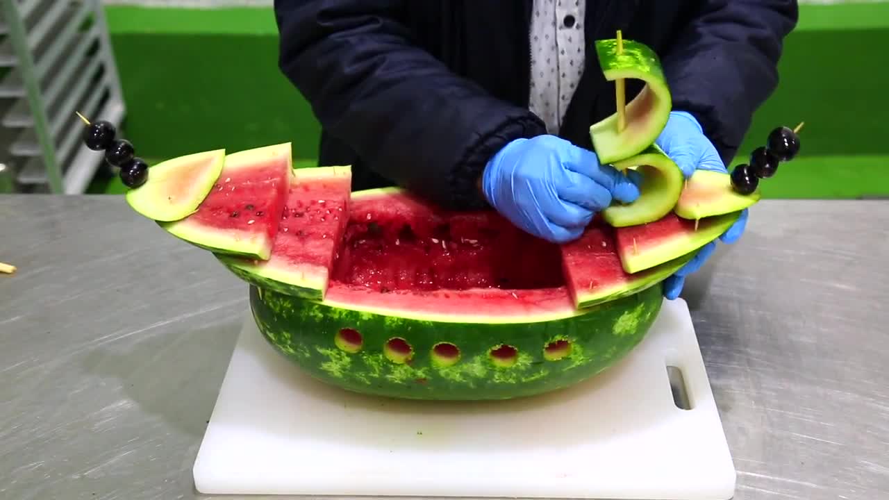 How to Creative Fruit Carving. by NRTC. Watermelon old ship