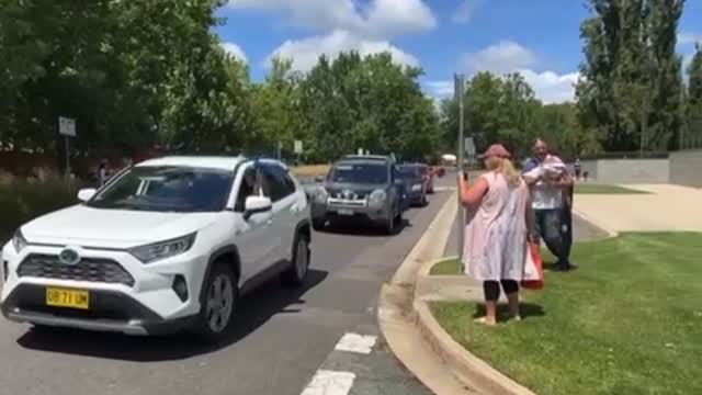 Australian Canberra Parliament House trucker convoy to Perth governor house protest