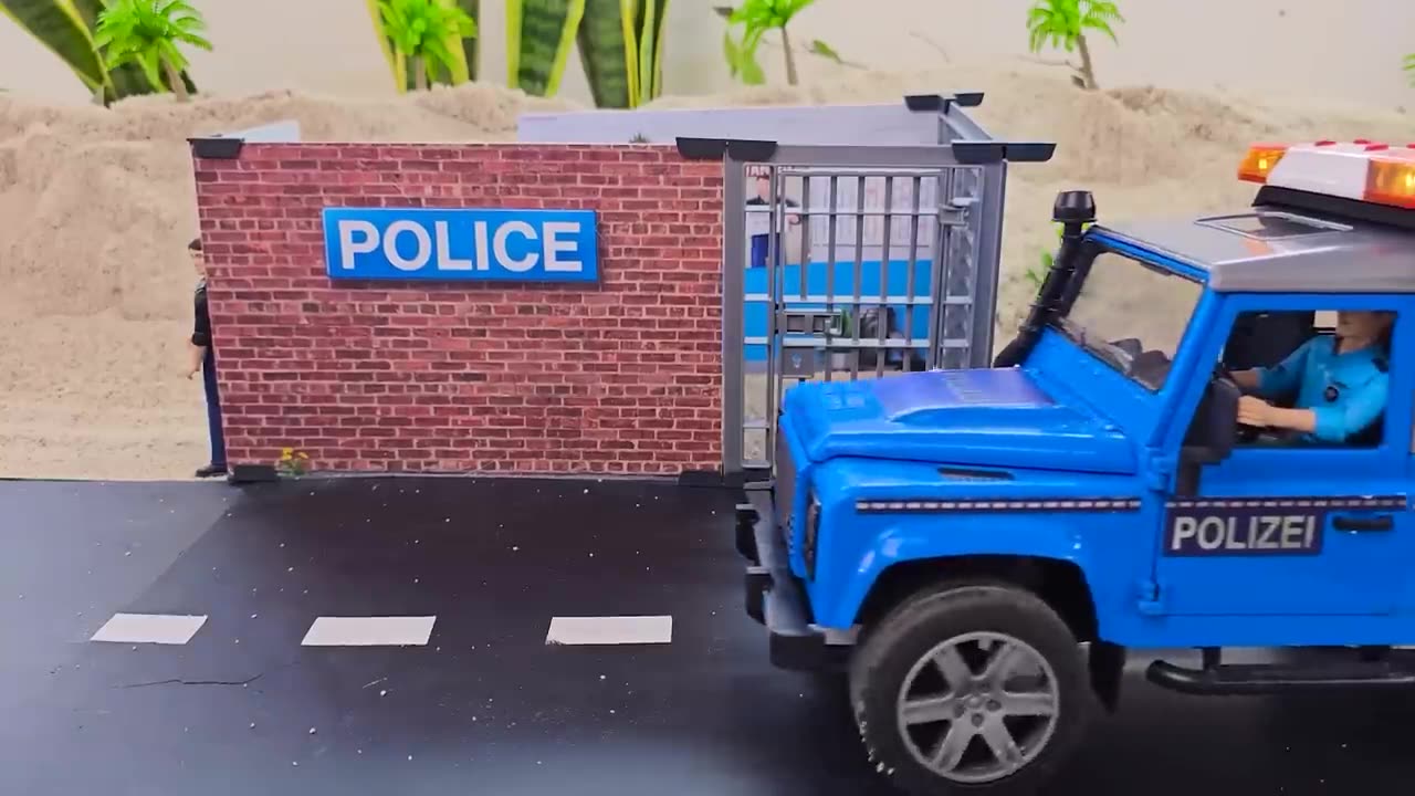 Rescue car with police cars and fire truck _ Funny stories police car _