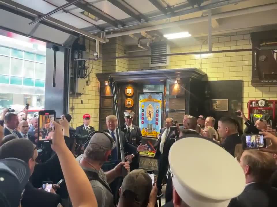 Trump meeting with FDNY firefighters in New York City 9/11