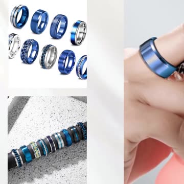 EIELO 9Pcs Stainless Steel Band Rings for Men Women Cool Fidget Spinning Chain Ring