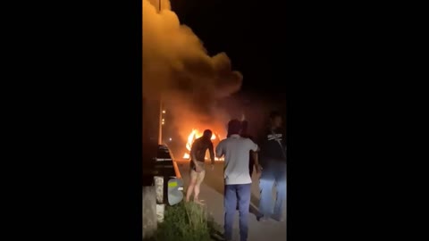 Man Calmly Walks As He's On Fire!