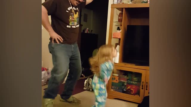 Little Girl And Dad Choreograph Dance To Sugarhill Gang's "Apache (Jump on it)"