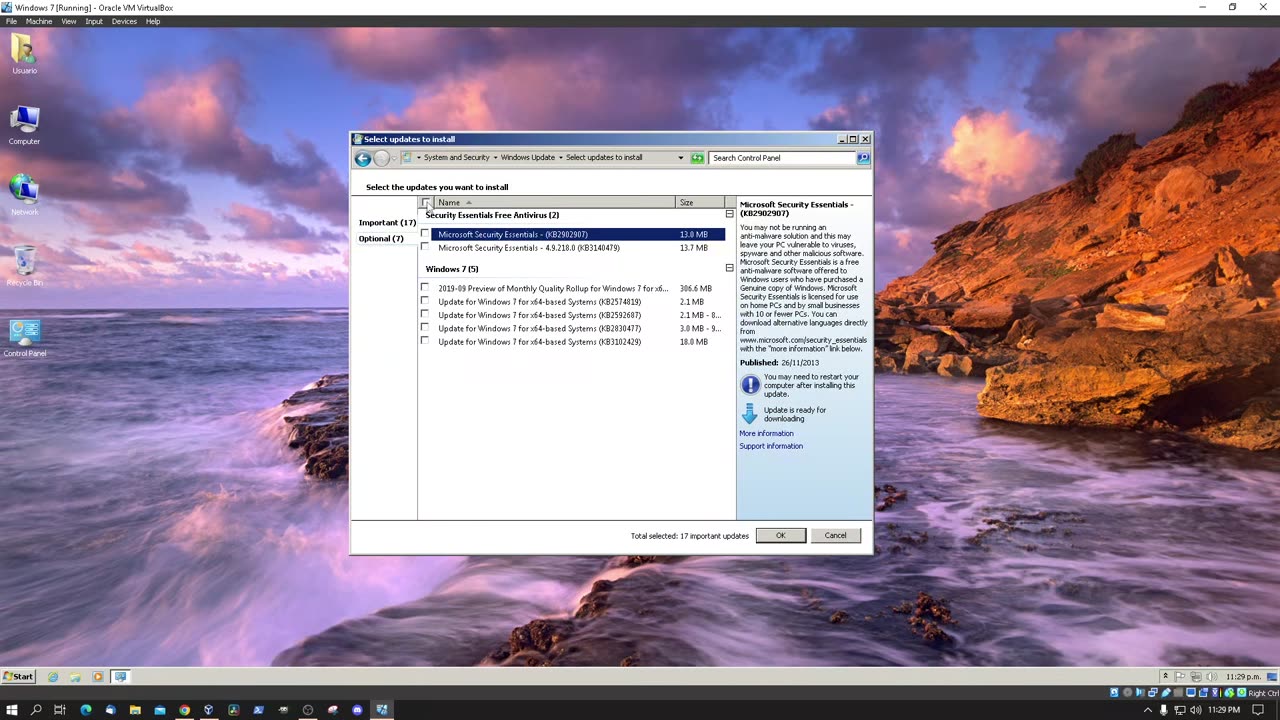 Crear VM e Instalar Windows 7 Pro con VirtualBox