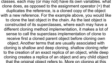 Java clone operation calling superclone