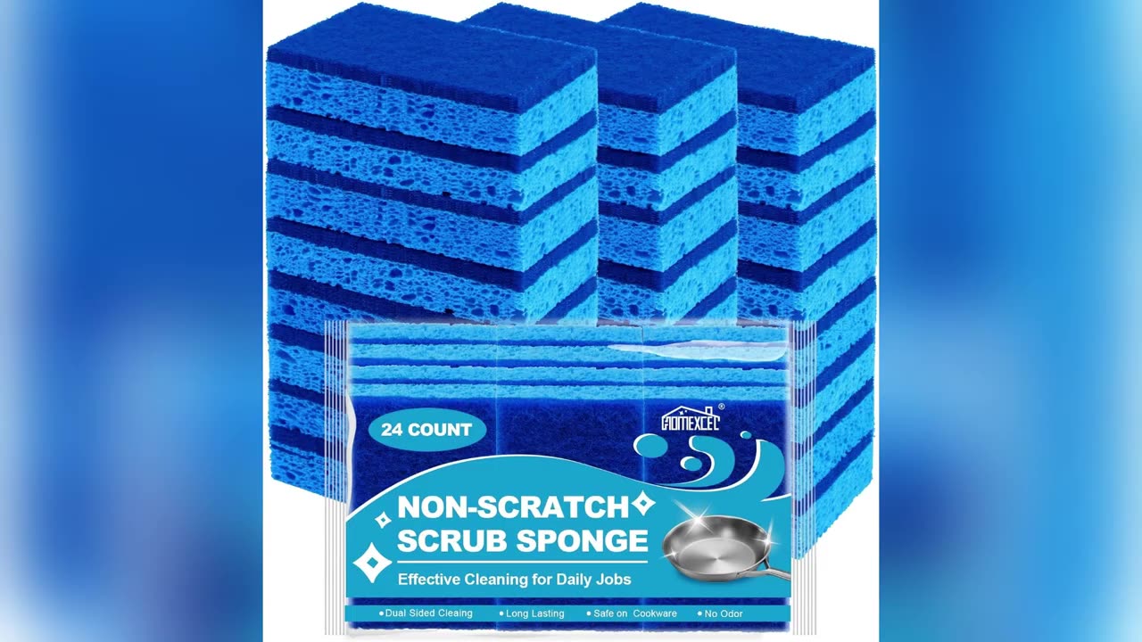 HOMEXCEL Sponges Kitchen 24pcs, Non-Scratch Scrub Dish Sponges