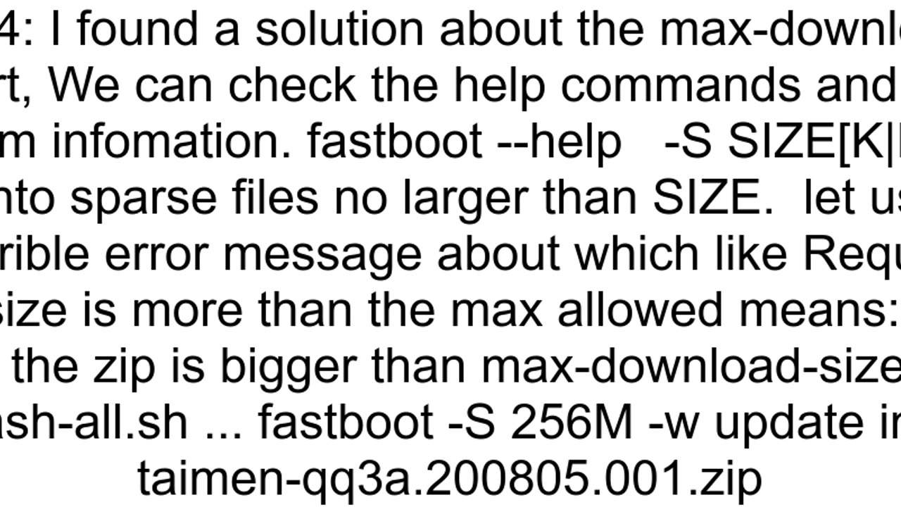 Adb says &quot;target didn&#39;t report max-download-size&quot;