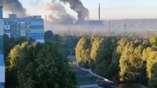 HUGE columns of smoke rise in Dnepropetrovsk, Central Ukraine