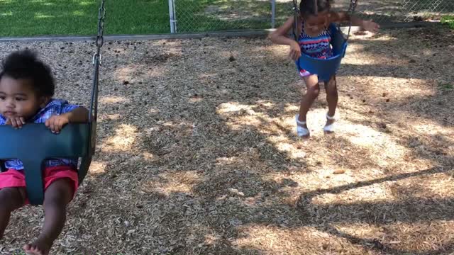 Blasian Babies Brother And Sister On Swings!