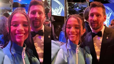 Lewandowski show respect to Messi at Laureus