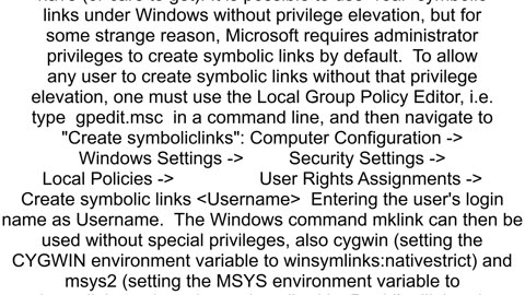 Symlink in msys2 Copy or hard link