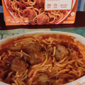 Eating Lean Cuisine Spaghetti With Meat Sauce, Dbn, MI, 11/8/23