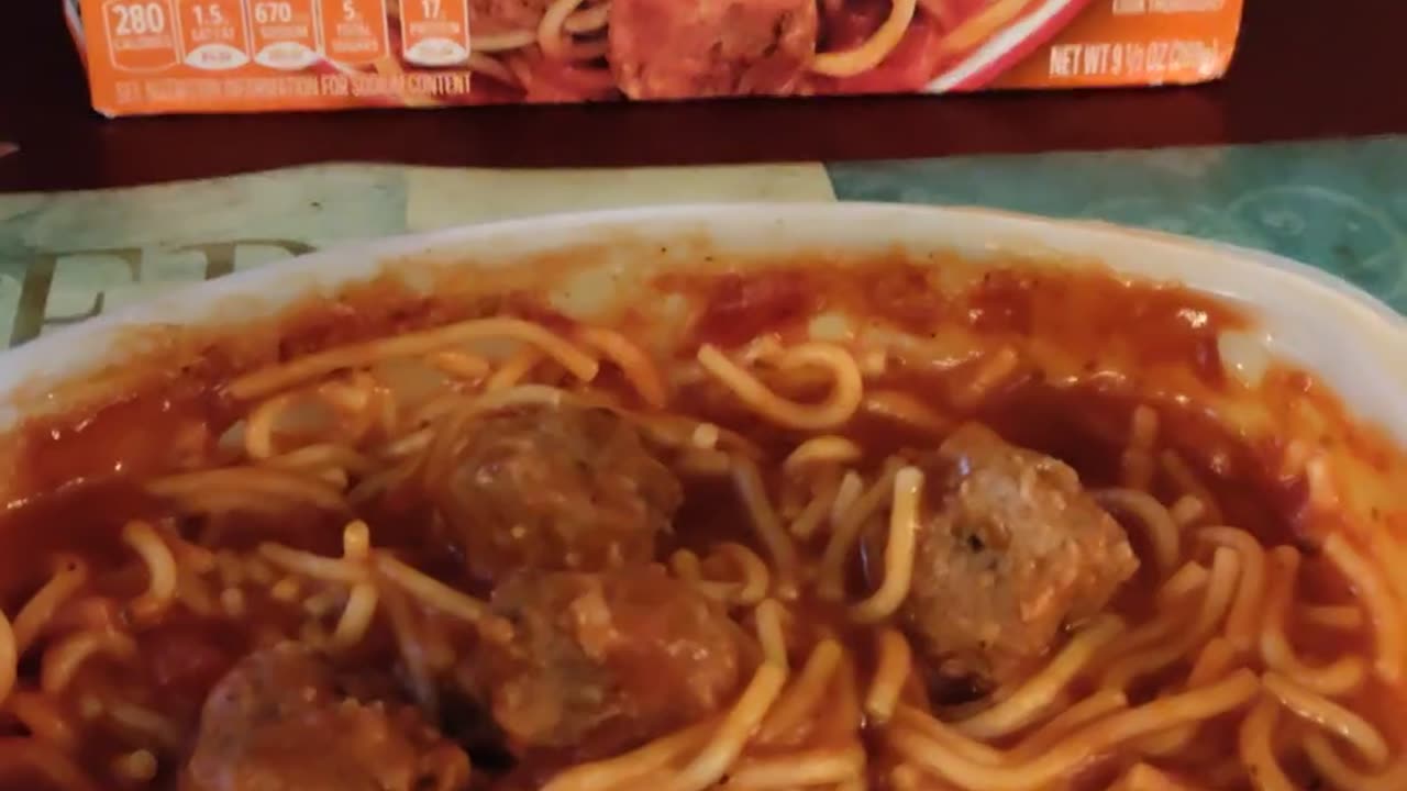 Eating Lean Cuisine Spaghetti With Meat Sauce, Dbn, MI, 11/8/23