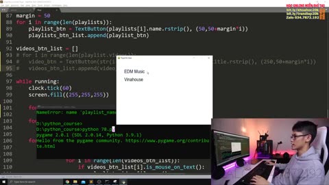 78. Hiện nhiều playlist- Khóa học Lập trình Python- DLTT- Tạo GUI Playlist-P12
