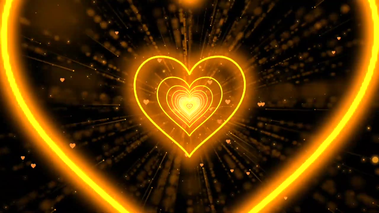 1135. heart tunnel background🧡Orange Heart Background Neon Heart