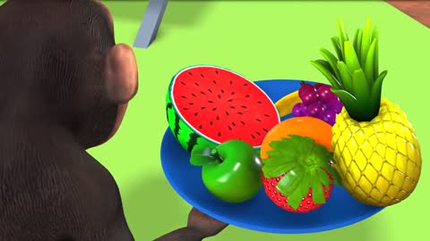 Learn farm fruits with funny Monkey