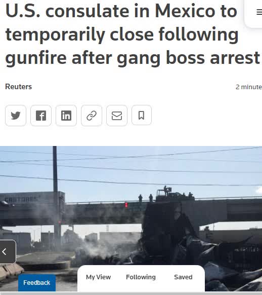 U.S. consulate in Mexico to temporarily close following gunfire after gang boss arrest
