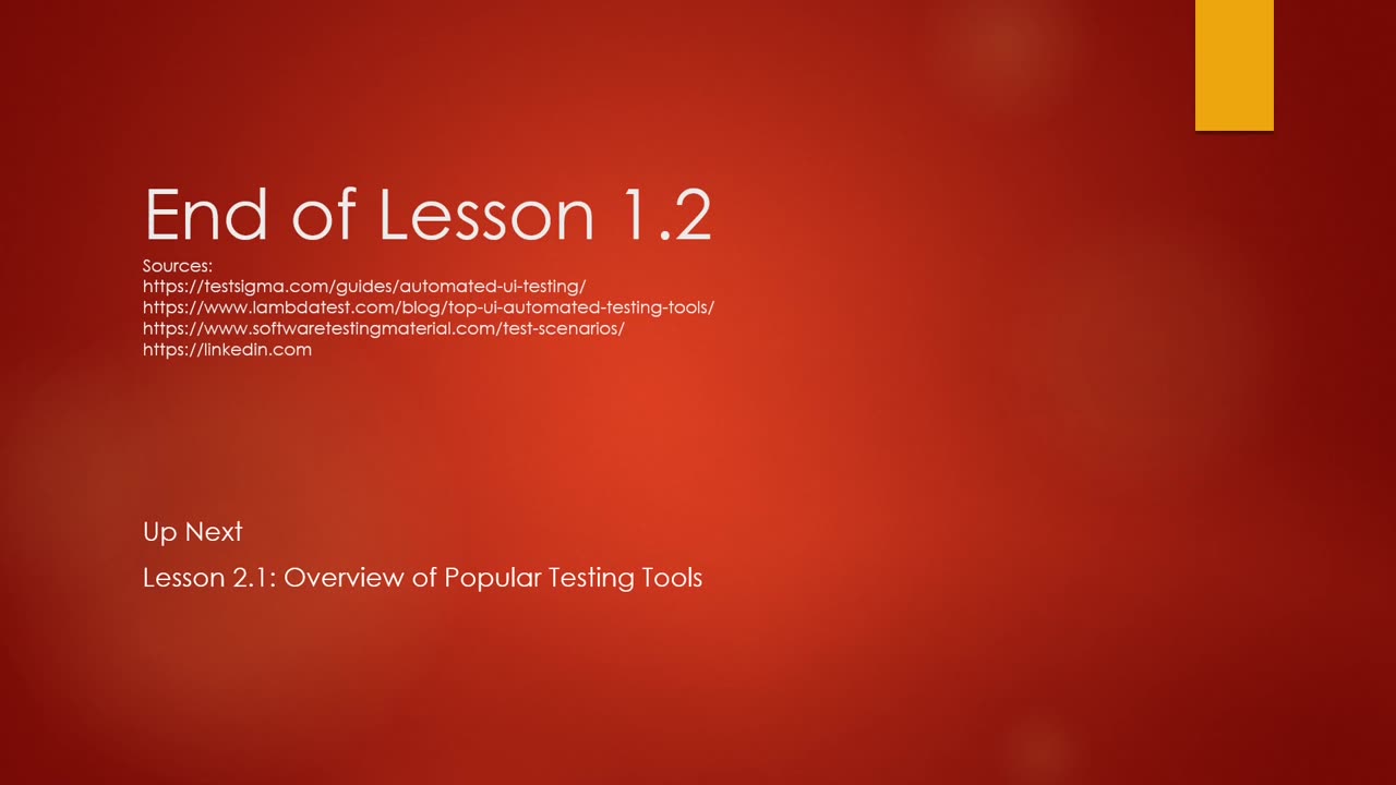 Lesson 1.2 - The Importance of UI Testing